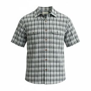 Caribbean Gray and White Checkered Button-Down Shirt